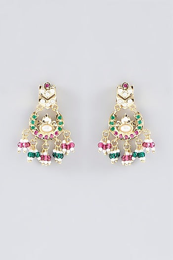 Gold Plated Kundan Polki & Multi-Colored Stone Necklace Set