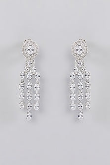 White Finish Faux Diamond Layered Necklace Set