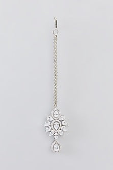 White Finish Faux Diamond Layered Necklace Set