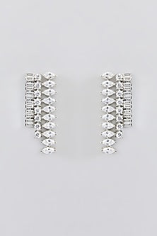 White Finish Faux Diamond Layered Necklace Set