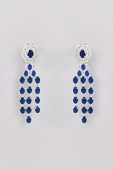 White Finish Faux Diamond Layered Necklace Set