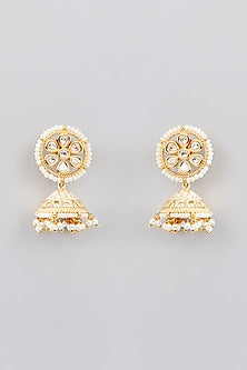 Gold Finish Kundan Polki & Pearl Long Necklace Set