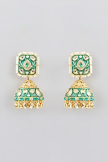 Gold Finish Kundan Polki & Pearl Long Necklace Set