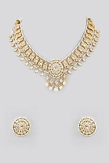 Gold Finish Kundan Polki Choker Necklace Set
