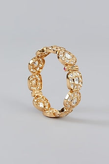 Gold Finish Kundan Polki Kadas (Set of 2)