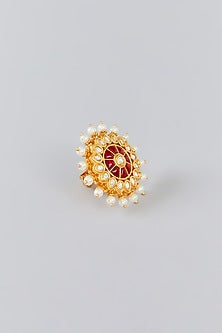 Gold Finish Kundan Polki Ring