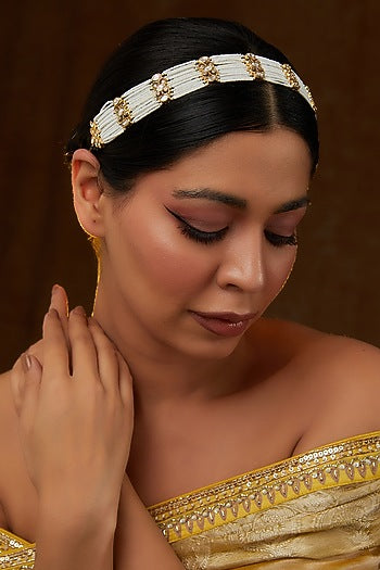 Gold Finish Kundan Polki Mathapatti