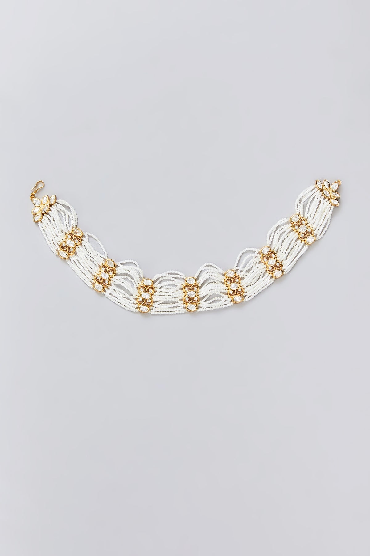 Gold Finish Kundan Polki Mathapatti