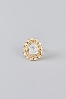 Gold Finish Kundan Polki Ring