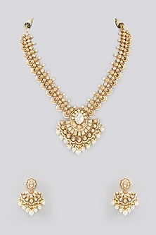 Gold Finish Kundan Polki Choker Necklace Set