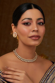 Gold Finish Kundan Polki Choker Necklace Set
