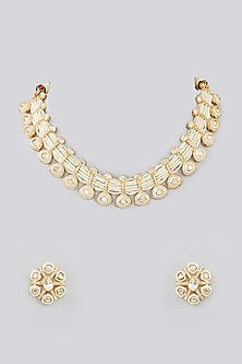 Gold Finish Kundan Polki Choker Necklace Set