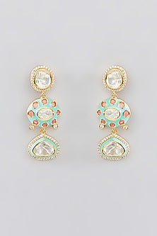 Gold Finish Kundan Polki & Pearl Choker Necklace Set