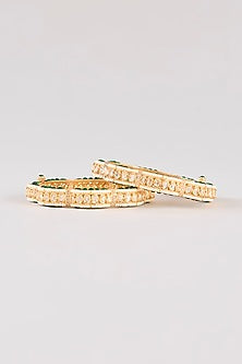 Gold Finish Kundan Polki & Green Resin Openable Bangles