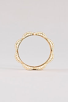 Gold Finish Kundan Polki & White Resin Openable Bangles