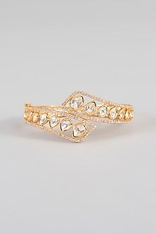 Gold Finish Kundan Polki Bracelet