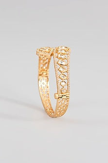 Gold Finish Kundan Polki Bracelet