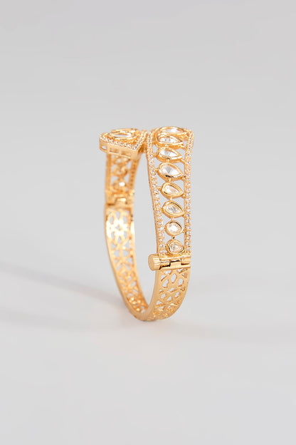 Gold Finish Kundan Polki Bracelet