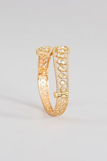 Gold Finish Kundan Polki Bracelet