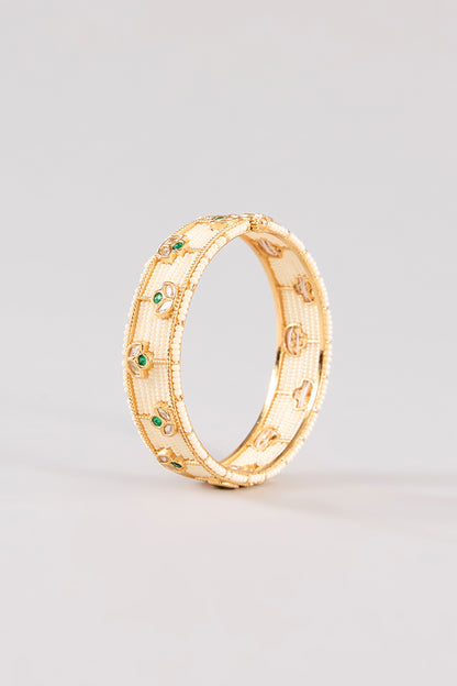 Gold Finish Kundan Polki & Pearl Kadas (Set Of 2)