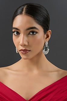 White Finish Diamond Dangler Earrings