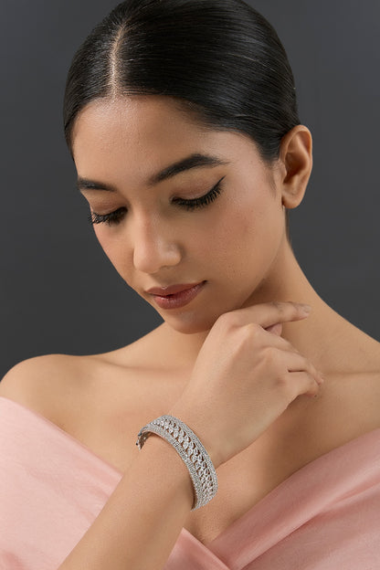 White Finish Diamond Kada