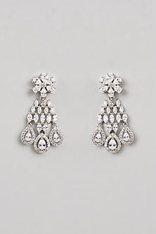 White Finish Diamond Necklace Set