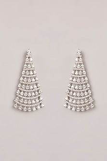 White Finish Diamond Dangler Earrings
