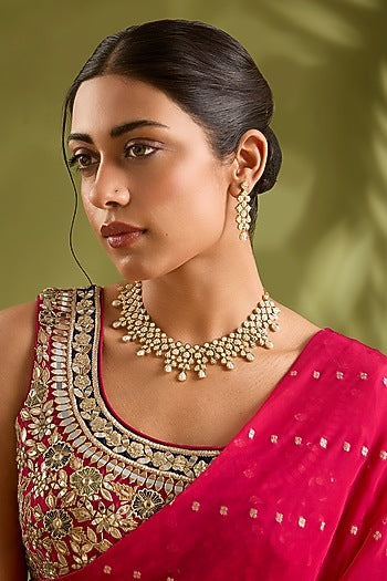 Gold Finish Jadau Necklace Set