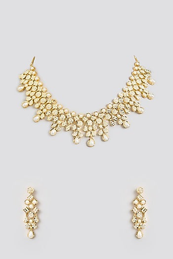 Gold Finish Jadau Necklace Set