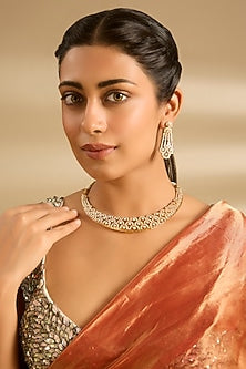 Gold Finish Jadau Necklace Set
