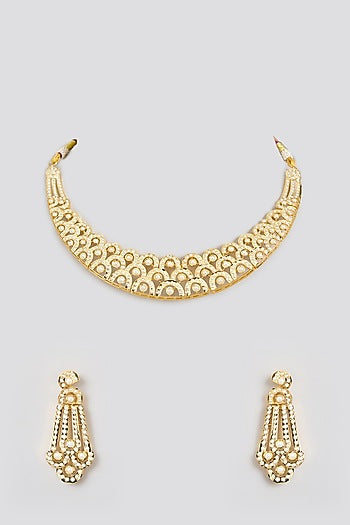 Gold Finish Jadau Necklace Set