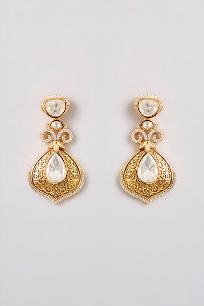 Gold Finish Moissanite Stone Necklace Set
