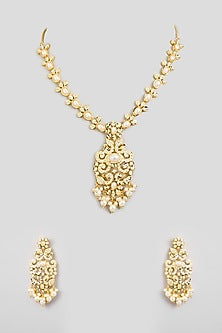 Gold Finish Jadau Necklace Set