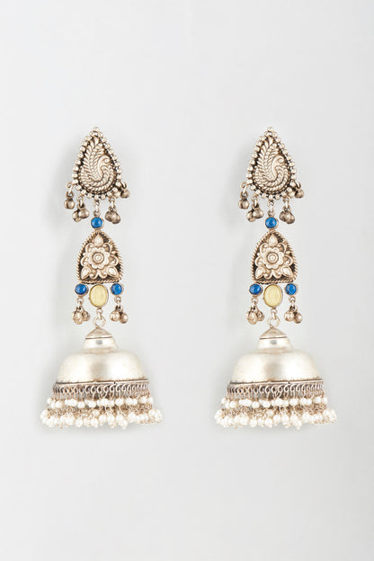 Oxidised Finish Tribal Jhumka Earrings