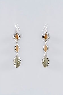 Silver Finish Lemon Topaz Dangler Earrings In Sterling Silver