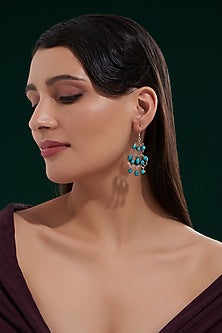 Oxidised Silver Finish Turquoise Dangler Earrings In Sterling Silver