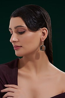 Silver Finish Smokey Topaz Dangler Earrings In Sterling Silver