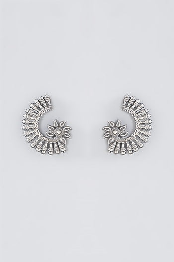 Silver Finish Stud Earrings In Sterling Silver