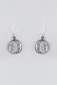 Silver Finish Amethyst Dangler Earrings In Sterling Silver
