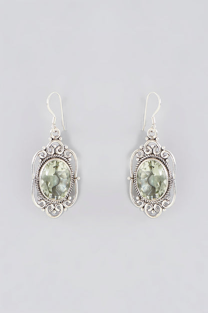 Silver Finish Amethyst Dangler Earrings In Sterling Silver