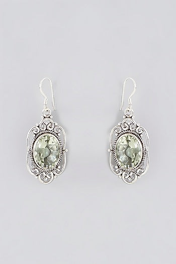 Silver Finish Amethyst Dangler Earrings In Sterling Silver