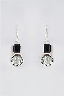 Silver Finish Green Amethyst Necklace Set In Sterling Silver