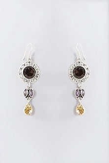Silver Finish Long Necklace Set In Sterling Silver