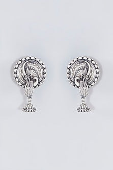 Oxidised Silver Finish Jhumka Earrings In Sterling Silver