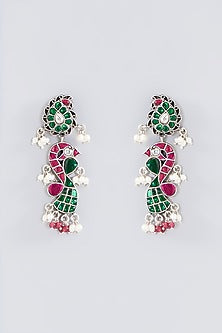 Oxidised Silver Finish Dangler Earrings In Sterling Silver