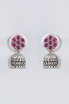 Oxidised Silver Finish Jhumka Earrings In Sterling Silver