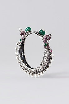 Oxidised Silver Finish Kada In Sterling Silver