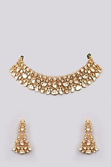 Gold Plated Moissanite Polki Choker Necklace Set