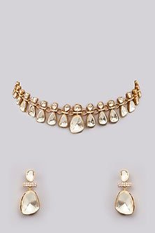 Gold Plated Moissanite Polki Choker Necklace Set